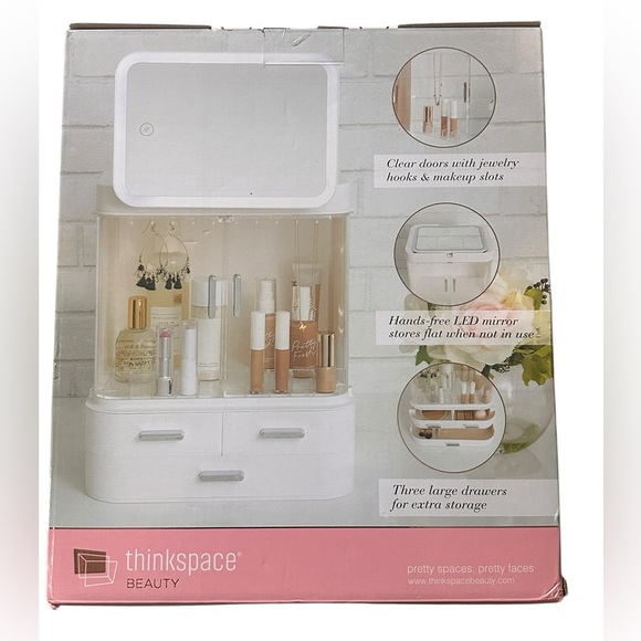 Pro Beauty Makeup Organizer with LED Mirror - White - Picture 3 of 3
